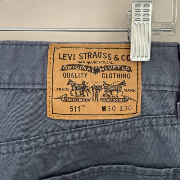 Levi's 511 Slim Straight Jeans Men’s 30x30 Gray Denim White Tab 100% Cottton EUC - Picture 2 of 10